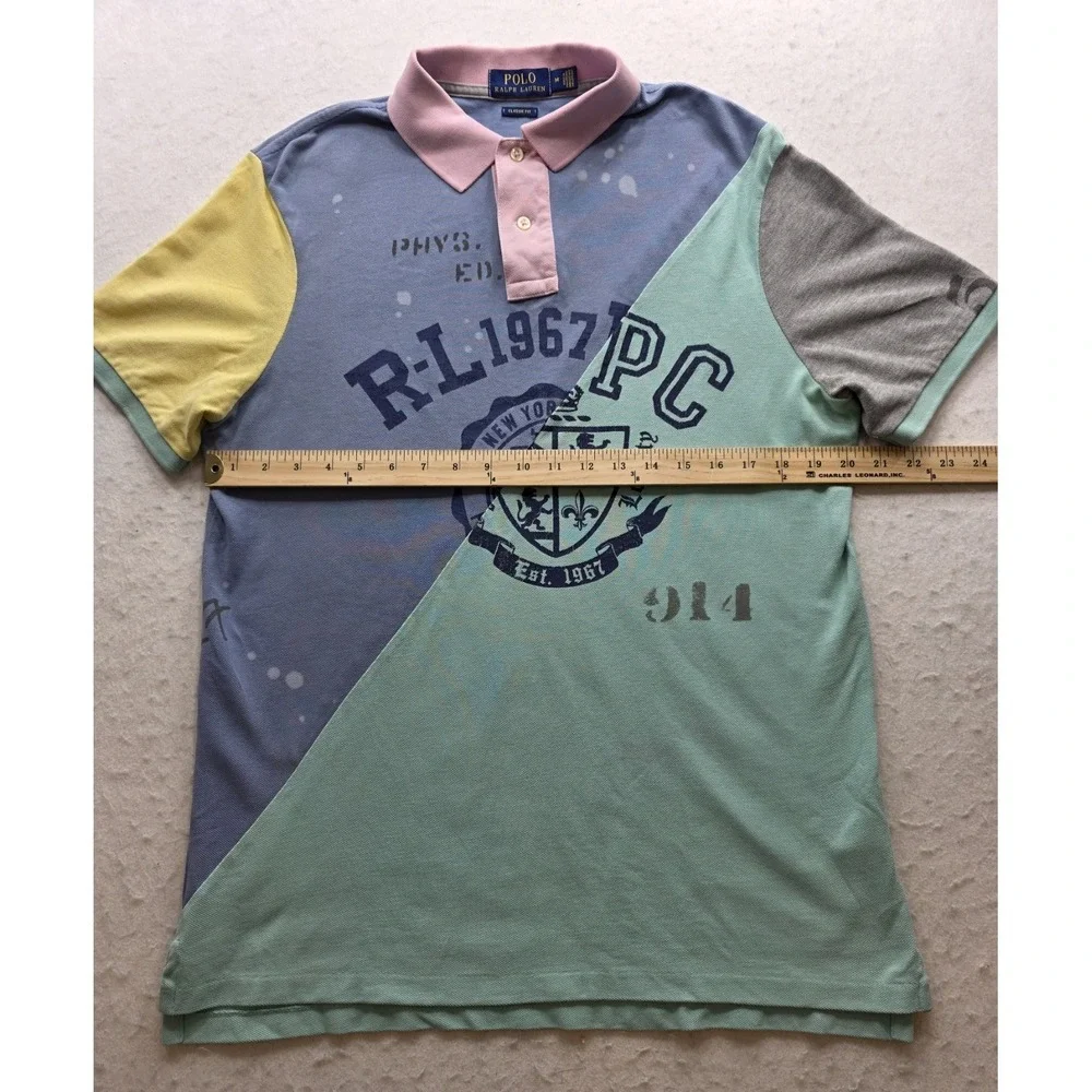 Polo Ralph Lauren Men's Patchwork Multi-colored Short Sleeve Polo Shirt. Size M